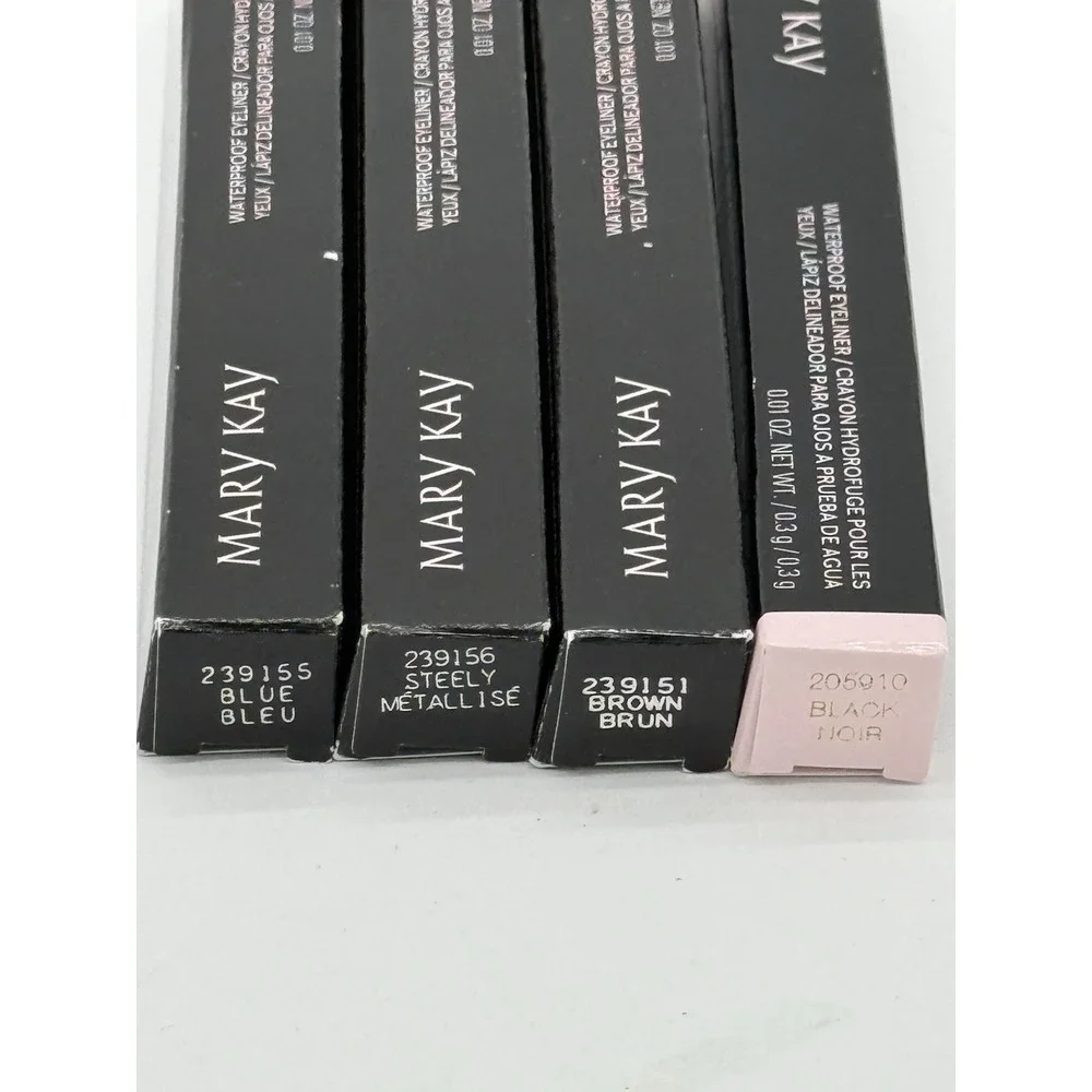 MARY KAY 4 WATERPROOF EYELINER Black Brown Steely & Blue NIB